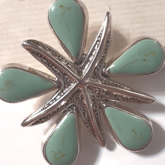 Vtg. AQUA Earrings & Necklace/BROOCH SET - Picture 5 of 7